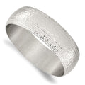 Stainless Steel Brushed and Polished Hammered Bangle, 13 mm