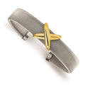 Stainless Steel Polished Textured Yellow IP-plated Bangle, 9 mm