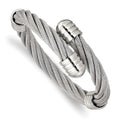 Stainless Steel Polished Adjustable Twist Wire Cuff Bangle, 17 mm