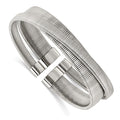 Stainless Steel Polished and Textured Moveable Cuff Bracelet, 8 mm