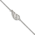 Chisel Stainless Steel Polished and Textured Angel Wing 6.25 inch Bracelet with 1.25 inch Extension, 6.25 x 10 mm