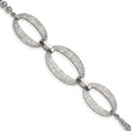 Stainless Steel Polished Laser Cut 7in w/.5in ext. Bracelet, 7 mm