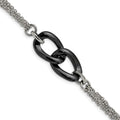 Stainless Steel Polished w/Black Ceramic 7.75in w/.25in ext. Bracelet, 7.25 mm