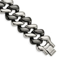 Stainless Steel Polished w/Black Ceramic 7.5in Bracelet, 7.5 mm