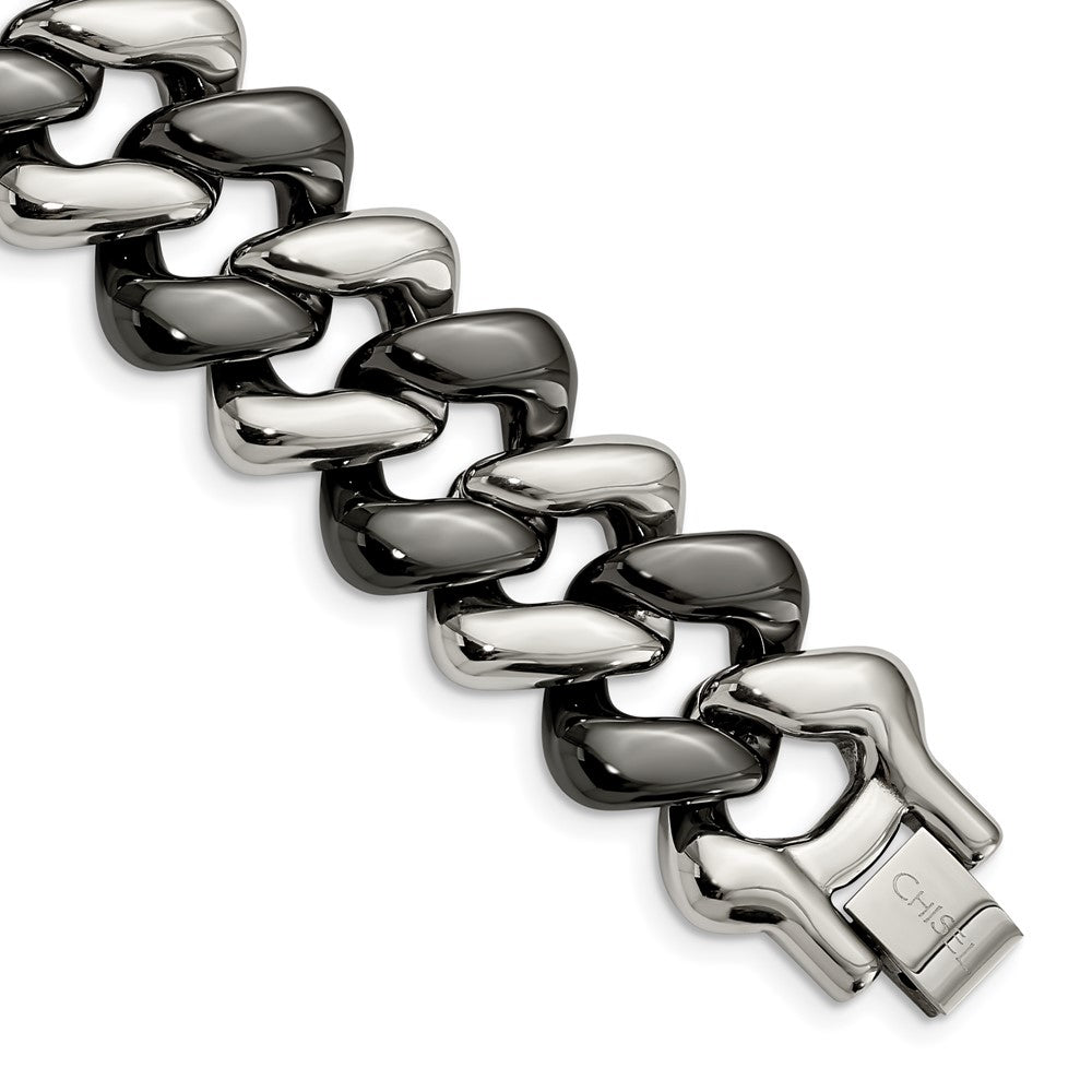 Stainless Steel Polished w/Black Ceramic 7.5in Bracelet, 7.5 mm