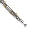 Stainless Steel Polished Rose and Yellow IP-plated Mesh 7.75in Bracelet, 7.75 mm