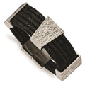 Stainless Steel Textured and Polished Multi-strand Cord Bracelet, 8 mm