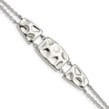 Stainless Steel Polished and Textured w/1in ext.7in Bracelet, 7 mm