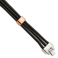 Chisel Stainless Steel Polished Rose IP-plated Multi Strand Black Leather 8 inch Bracelet, 8 x 14 mm