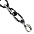 Chisel Stainless Steel Polished with Black Ceramic 8 inch Open Link Bracelet, 8 mm
