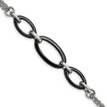 Stainless Steel Polished w/Black Ceramic 8in Bracelet, 8 mm