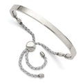 Chisel Stainless Steel Polished Bar Adjustable Fabric Cord Bangle Bracelet, 6.5 mm
