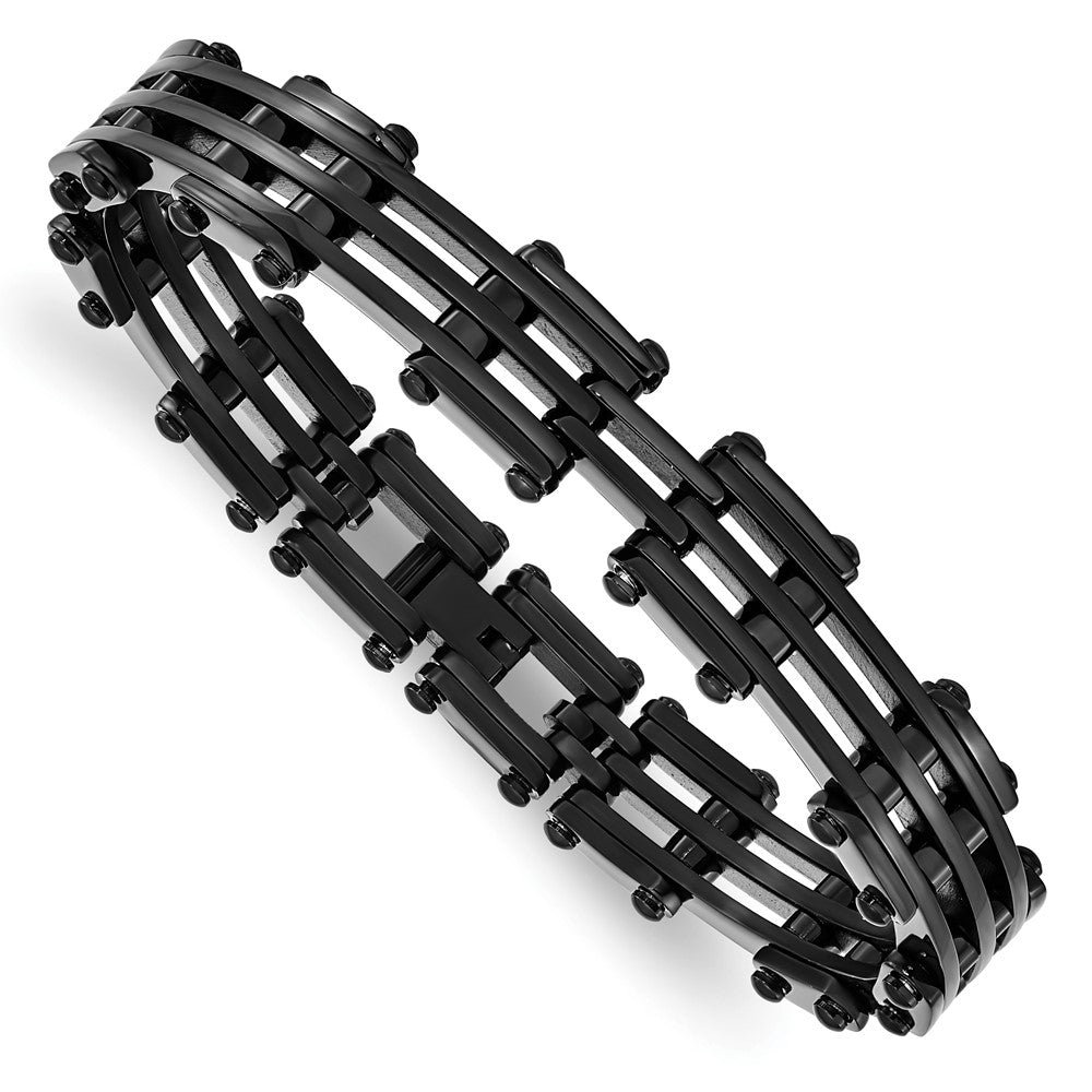 Stainless Steel Polished Black IP-plated Bracelet, 8.5 x 10 mm