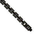 Chisel Stainless Steel Polished Black IP-plated with Solid Black Carbon Fiber 8.5 inch Link Bracelet, 8.5 x 14.84 mm
