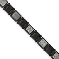 Chisel Stainless Steel Polished Black IP-plated with Sedimentary Rock Inlay 8.5 inch Link Bracelet, 8.5 x 13.1 mm