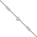 Chisel Stainless Steel Polished Heart and Infinity 7 inch Bracelet with 1 inch Extension, 7 x 7 mm