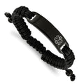 Chisel Stainless Steel Polished Black IP-plated with White Enamel Black Nylon Adjustable Medical ID Bracelet, 11.39 mm