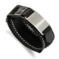 Chisel Stainless Steel Brushed Black Nylon with Adjustable Velcro Close Medical ID Bracelet, 24.35 mm