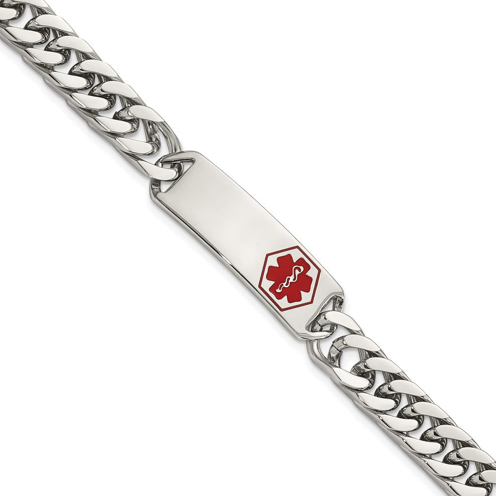 Chisel Stainless Steel Polished with Red Enamel Medical ID 8.5 inch Bracelet, 8.5 x 10.08 mm