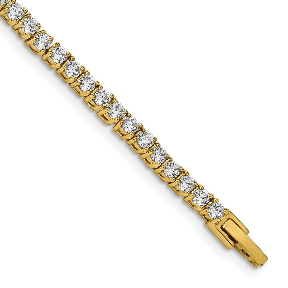 Chisel Stainless Steel Polished Yellow IP-plated CZ 7.5 inch Tennis Bracelet, 7.5 x 4 mm