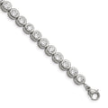 Chisel Stainless Steel Polished Round CZ Link 7 inch Bracelet with 1 inch Extension, 7 x 5.5 mm
