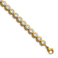 Chisel Stainless Steel Polished Yellow IP-plated Round CZ Link 7 inch Bracelet with 1 inch Extension, 7 x 5.5 mm