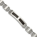 Stainless Steel Polished w/Black Carbon Fiber Inlay 8.5in ID Bracelet, 8.5 x 10 mm