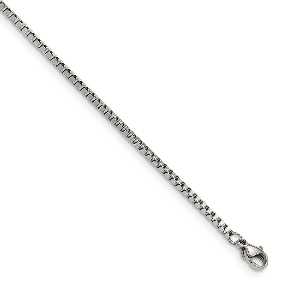 Chisel Stainless Steel Polished Box Chain with Removeable ID Plate 8.5 inch Bracelet, 8.5 x 1.94 mm