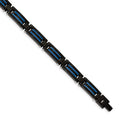 Chisel Stainless Steel Brushed and Polished Black and Blue IP-plated 8.5 inch Link Bracelet, 8.5 x 8.27 mm