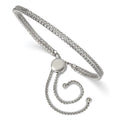 Chisel Stainless Steel Polished with CZ 2 Strand Adjustable Bracelet, 3 mm