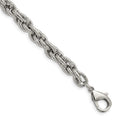 Chisel Stainless Steel Polished and Textured 8 inch Fancy Rope Bracelet, 8 x 7.82 mm