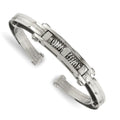 Chisel Stainless Steel Brushed and Polished with Black Carbon Fiber Inlay Hinged Bangle, 7 x 5 mm