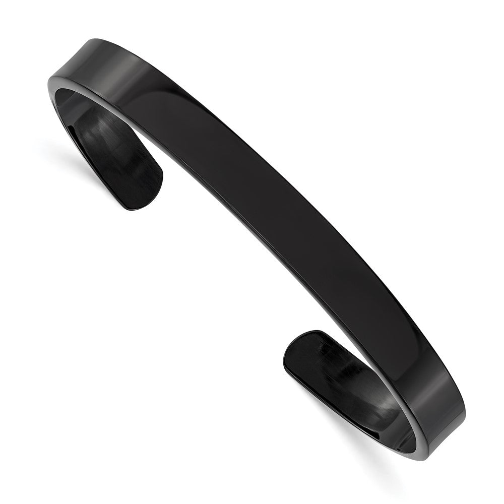 Chisel Stainless Steel Polished Black IP-plated 9mm Cuff Bangle, 7.75 x 9 mm