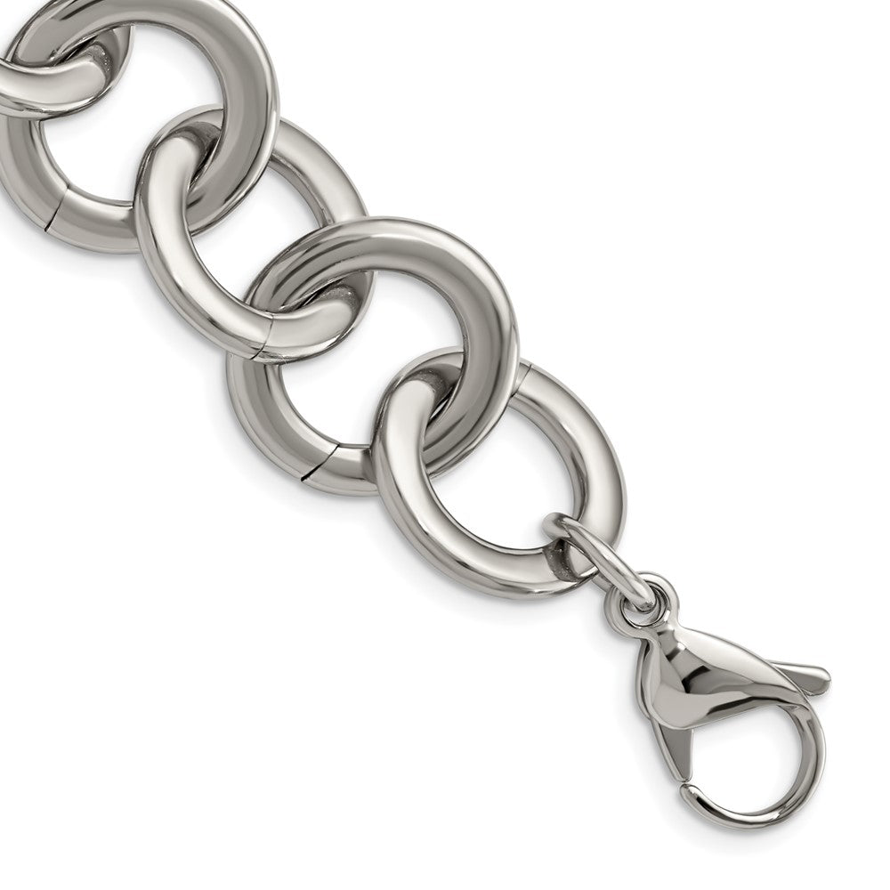 Chisel Stainless Steel Polished 7.5 inch Circle Link Bracelet with 1 inch Extension, 7.5 x 18 mm