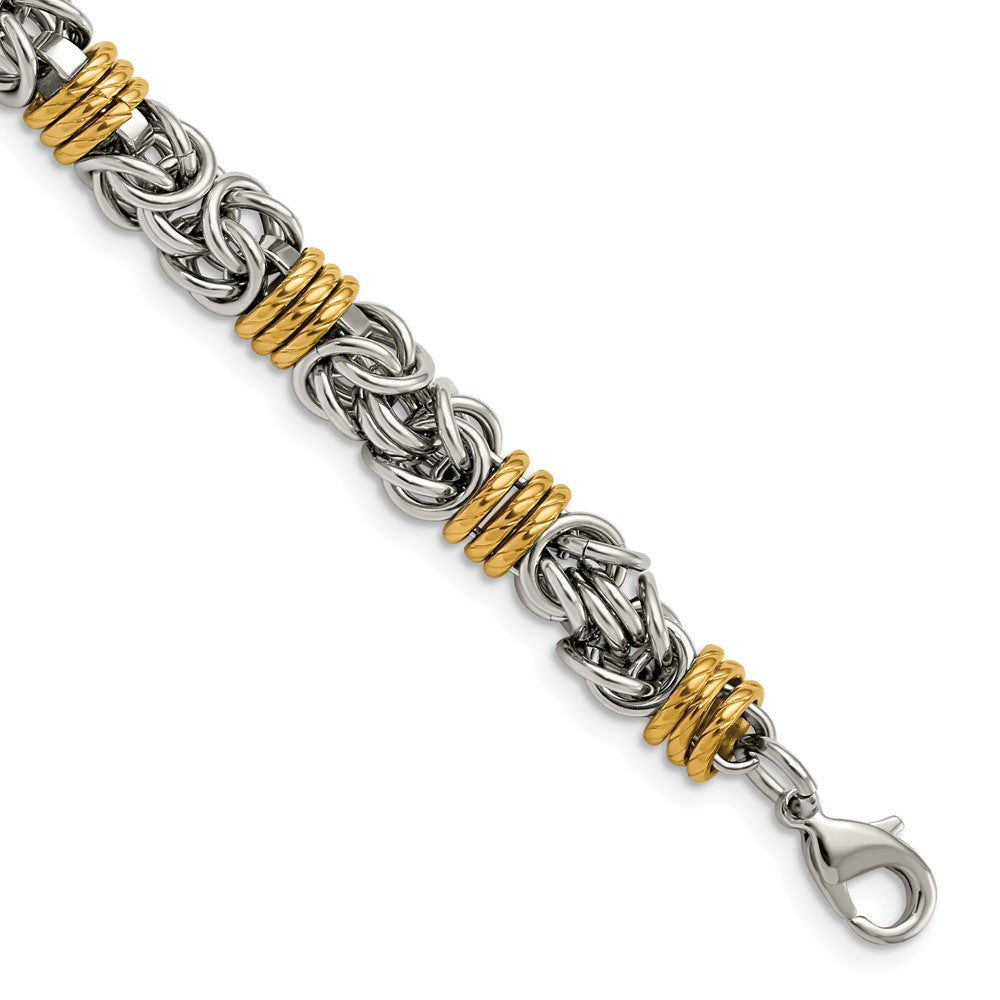 Chisel Stainless Steel Polished Yellow IP-plated Byzantine 8.25 inch Bracelet, 8.25 x 8.5 mm