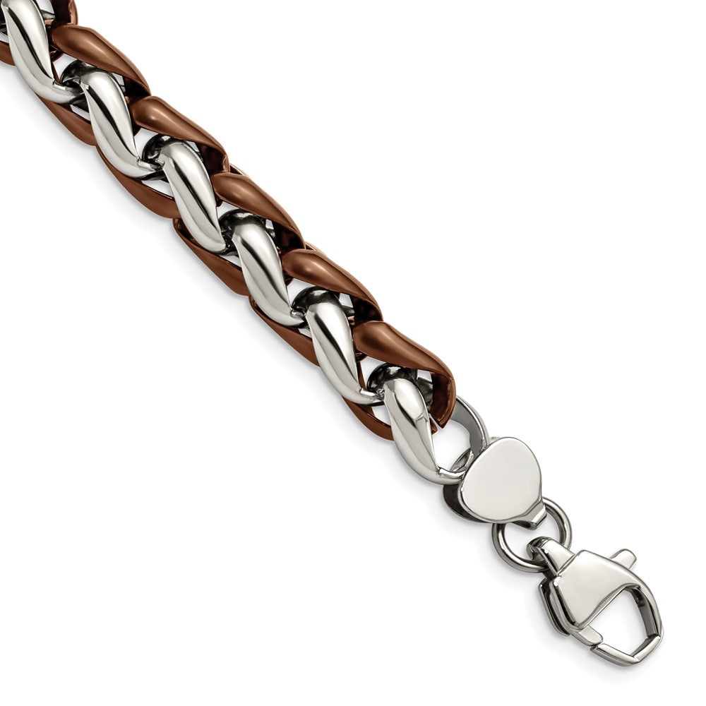 Chisel Stainless Steel Polished Brown IP-plated 8.25 inch Bracelet, 8.25 x 10.77 mm