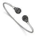 Chisel Stainless Steel Polished with Hematite Flexible Cuff Bangle, 6.25 x 1.87 mm