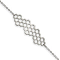 Stainless Steel Polished Honeycomb 7in w/1in ext. Bracelet, 7 x 1.62 mm