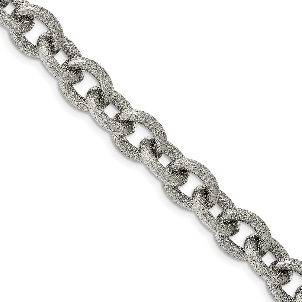 Chisel Stainless Steel Polished and Textured 7 inch Bracelet, 7 x 12 mm