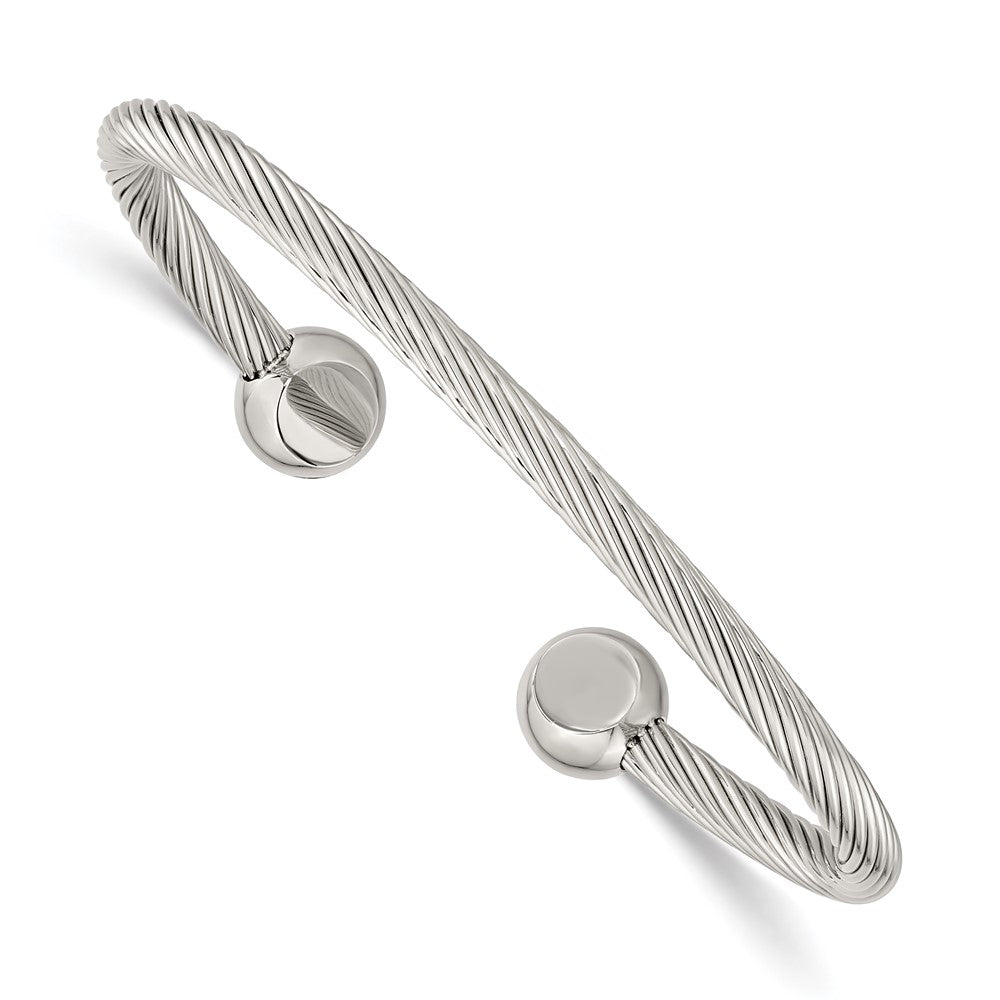 Chisel Stainless Steel Polished Cuff Bangle, 6.75 x 4 mm