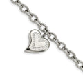 Chisel Stainless Steel Polished with CZ Heart Charm 7.5 inch Bracelet, 7.5 mm