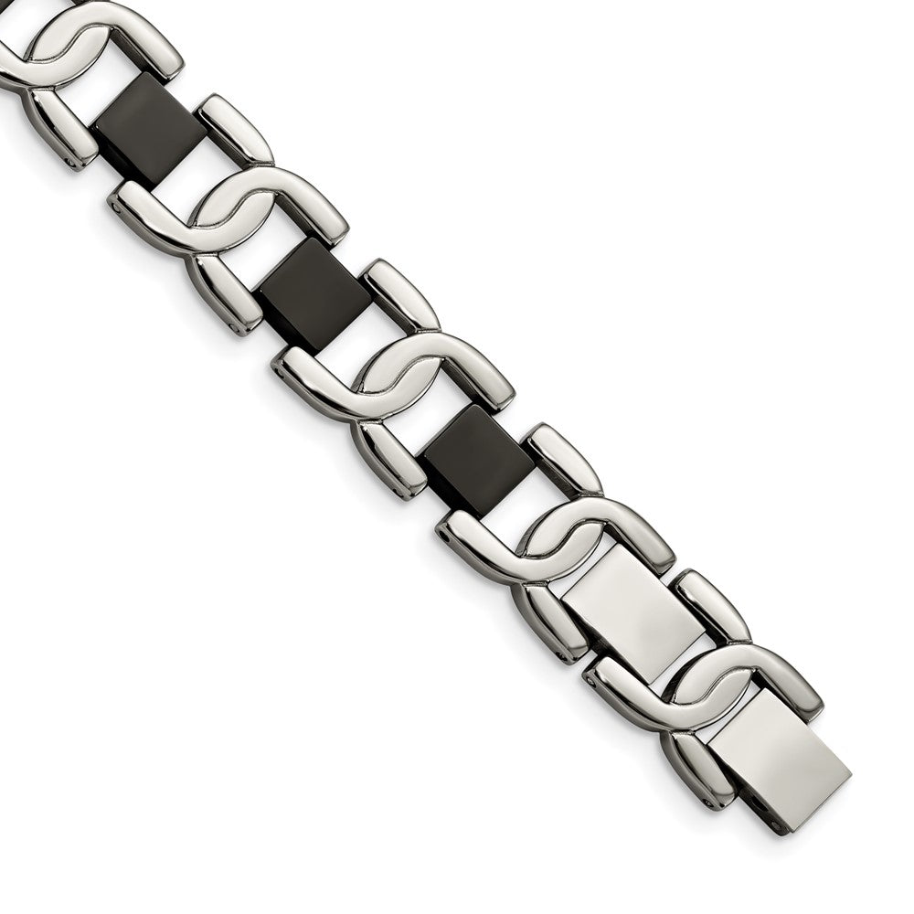 Chisel Stainless Steel Polished Black IP-plated 8 inch Fancy Link Bracelet, 8 x 10 mm