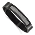 Stainless Steel Black IP-plated Grey Carbon Fiber Hinged Bracelet, 7 x 12 mm