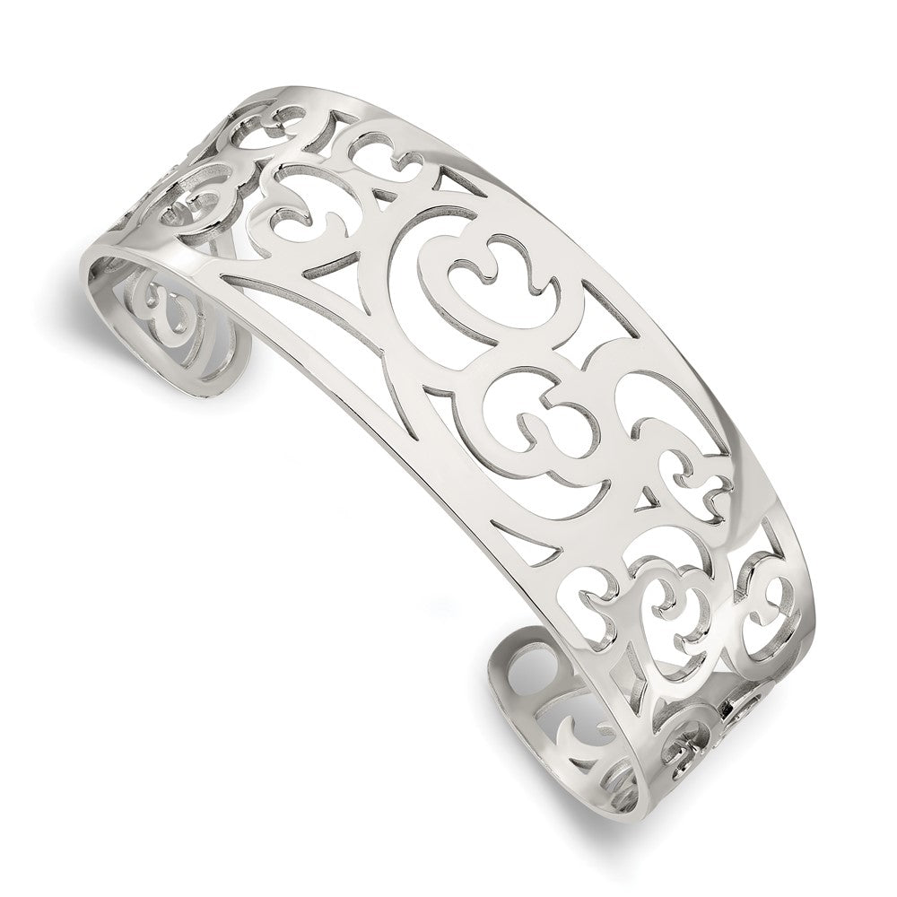 Chisel Stainless Steel Polished Fancy Cuff Bracelet, 7 x 26 mm