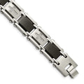 Chisel Stainless Steel Brushed and Polished Black IP-plated with 1/4 carat Diamond 8.75 inch Bracelet, 0.25 ct, 8.75 x 19 mm