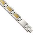 Chisel Stainless Steel Polished with 18k Gold Foil Inlay 8.25 inch Link Bracelet, 8.25 x 11 mm