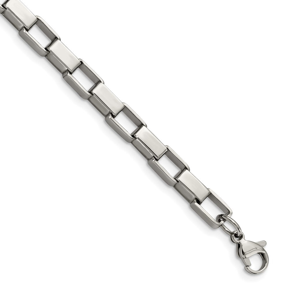 Chisel Stainless Steel Polished 8 inch Square Link Bracelet, 8 x 6 mm