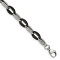 Chisel Stainless Steel Polished Black IP-plated 7.5 inch Oval Link Bracelet, 7.5 mm