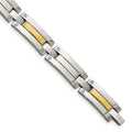 Chisel Stainless Steel with 14k Gold Accent Polished 8.5 inch Link Bracelet, 8.5 x 9 mm