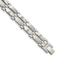 Chisel Stainless Steel Brushed and Polished with Rhodium-plated 14k White Gold and 1/20 carat Diamond 8.5 inch Bracelet, 0.05 ct, 8.5 x 11 mm